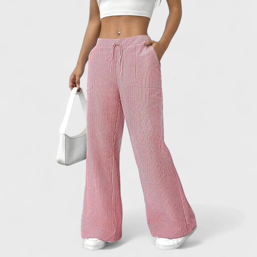 Dominique - Comodi pantaloni larghi con dettagli eleganti