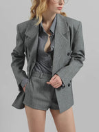 Sofia | Blazer Grigio Striato con Cintura