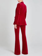 Sofia | Blazer in Velluto Rosso con Revers a Picco