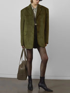 Sofia | Blazer Oversize in Suede Verde Militare