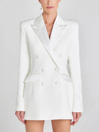 Sofia | Blazer Bianco Doppiopetto in Raso