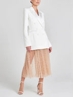 Sofia | Blazer Bianco Doppiopetto in Raso