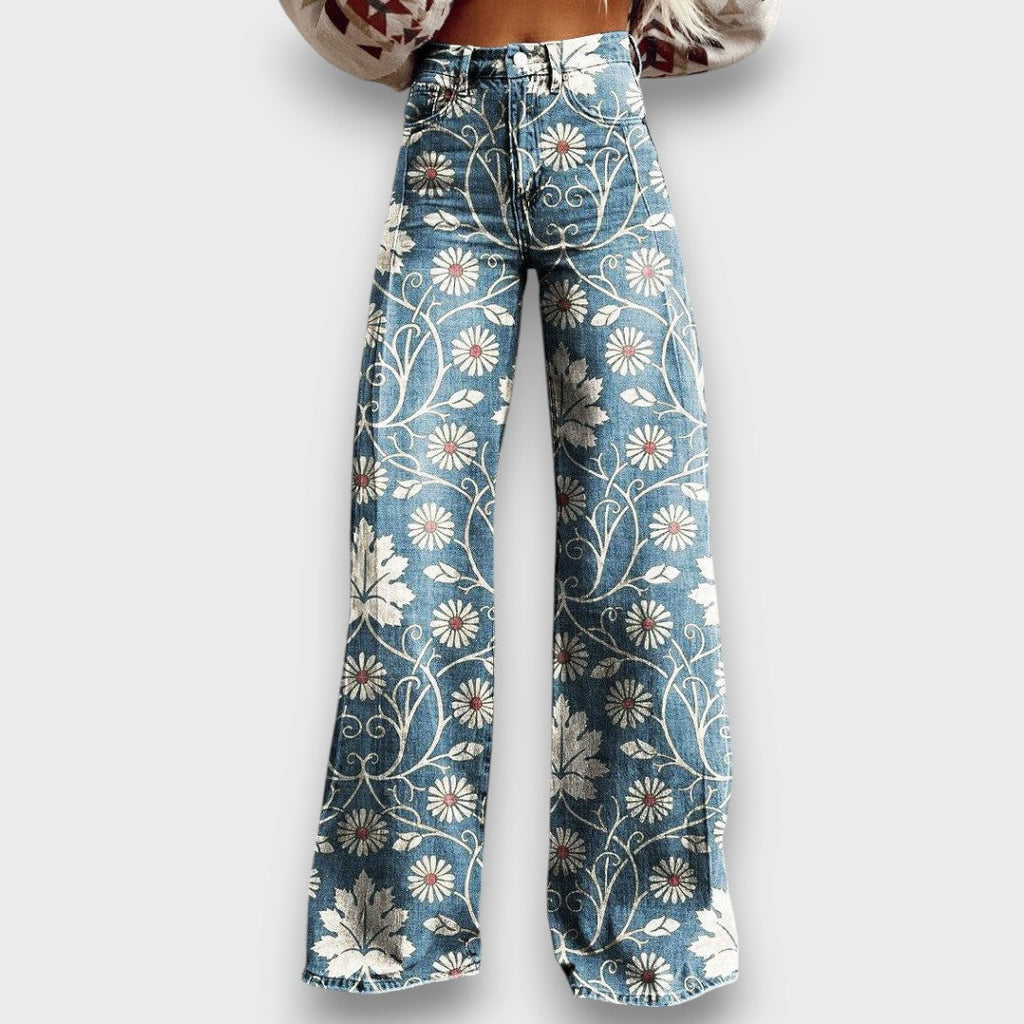 Elaya – Jeans Boho con motivo floreale