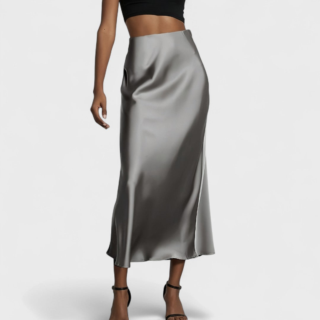 Sasha - Gonna Midi in Raso a Vita Alta da Donna