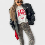 Chandra - Jeans Vintage con Stampa Leopardata