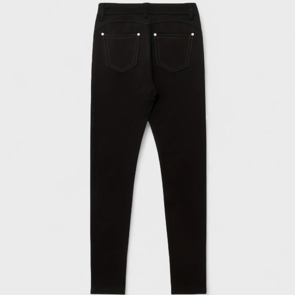 Floriale - Jeans neri in denim a vita alta per donna